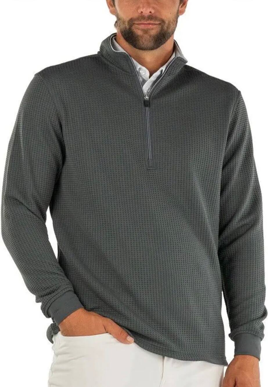 STRAIGHT DOWN Men's Optic Golf 1/4 Zip Pullover in Olive Green